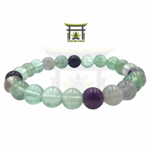 Bracelet Fluorite en pierre naturelle, lithothérapie, yoga, méditation